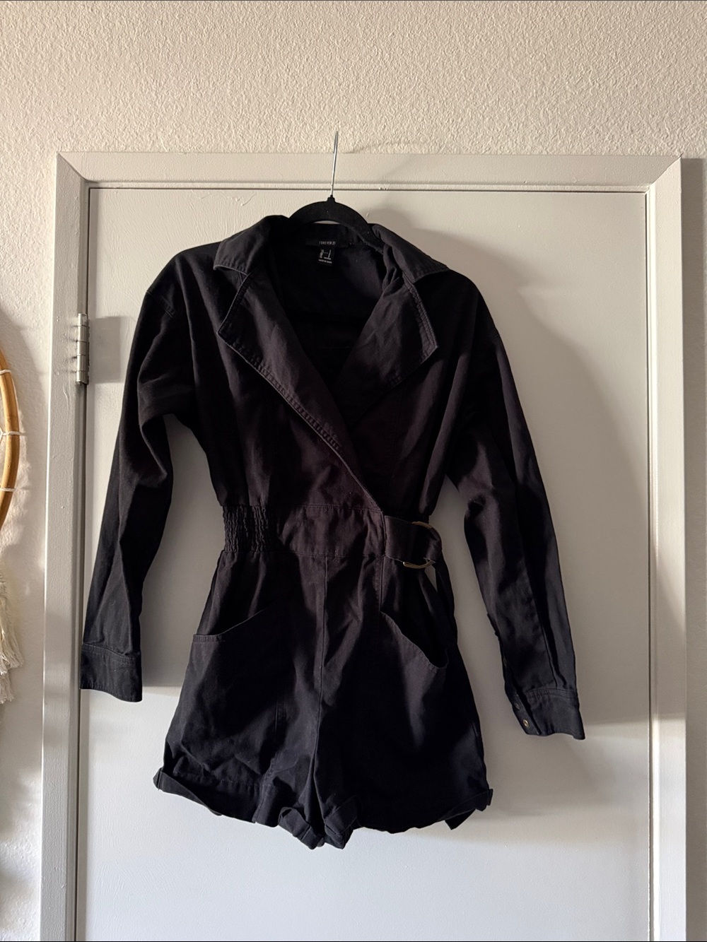 Black Women's Long-Sleeve Romper